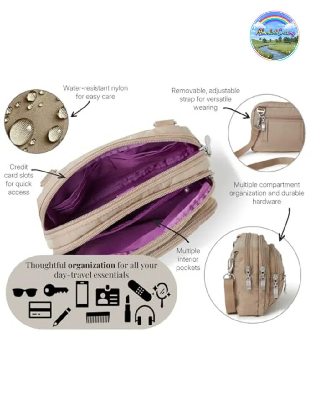 Convertible Crossbody Bag Fanny Pack Belt Bag Women Travel Purse